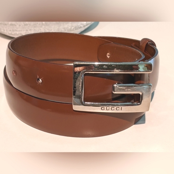 GUCCI VINTAGE LEATHER BELT - Picture 1 of 6
